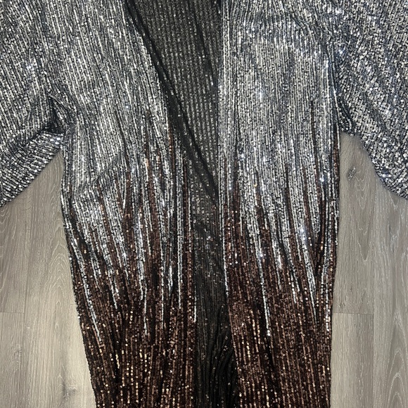 Free People Silver to Gold Bronze Party On Sequin Kimono - Picture 4 of 8